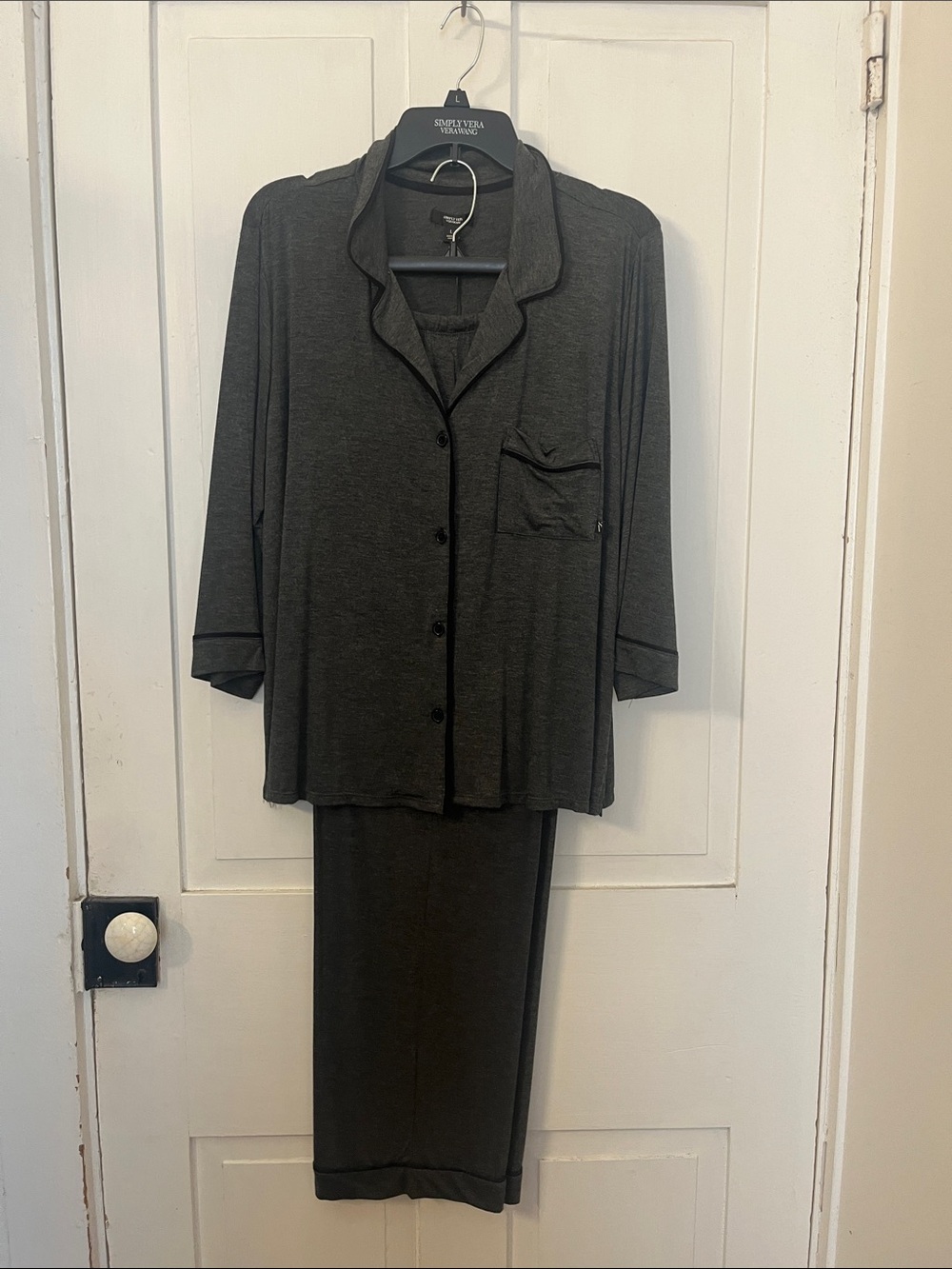 Simply Vera Vera Wang Dark Gray Button-Front Pajama Set